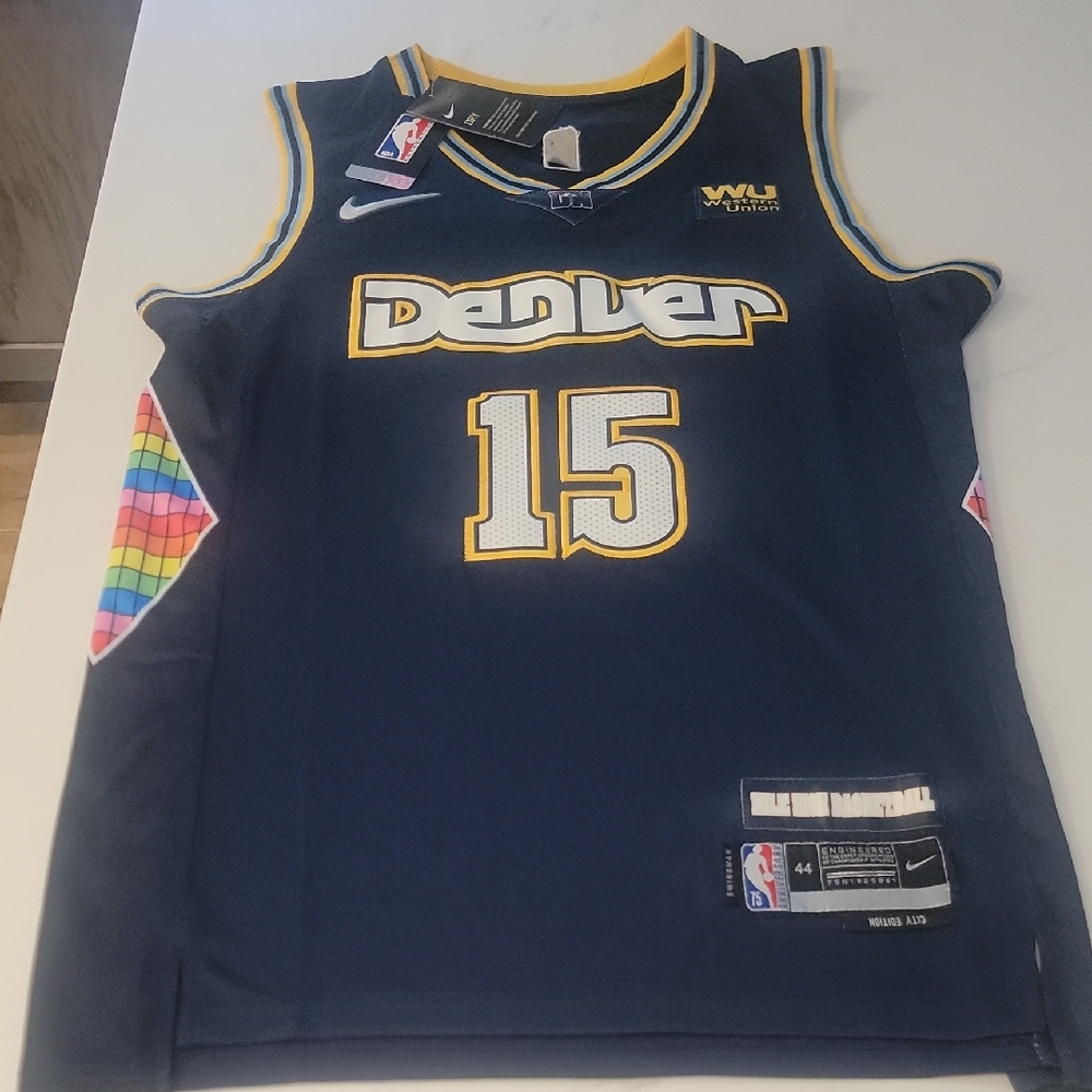 Nike Denver Basketball Jersey - Navy with Rainbow Accents
